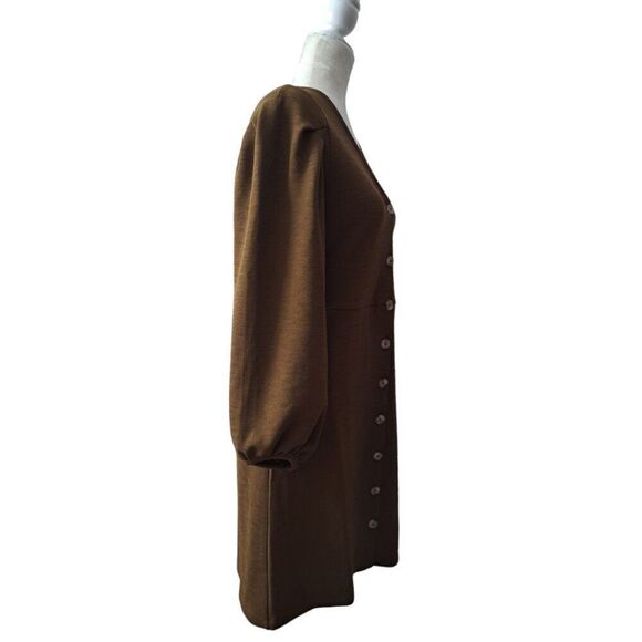 Madewell Texture & Thread Women's Asparagus Crepe Balloon-Sleeve Dress Button M - Picture 3 of 9